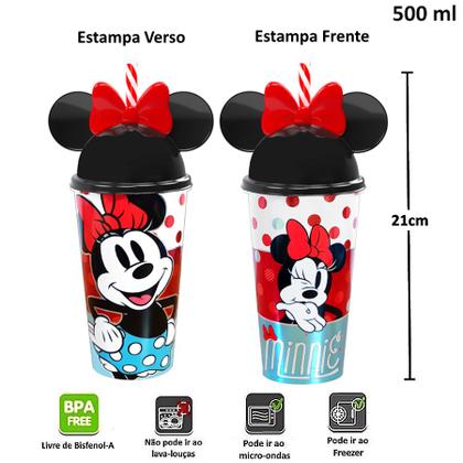 Imagem de Kit com Copo Caneca e Copo Shake com Canudo da Minnie Plasútil