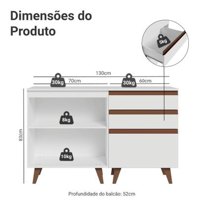 Imagem de Kit com Dois Balcões de Cozinha 2 Portas 3 Gavetas (com tampo) Branco Reims Madesa