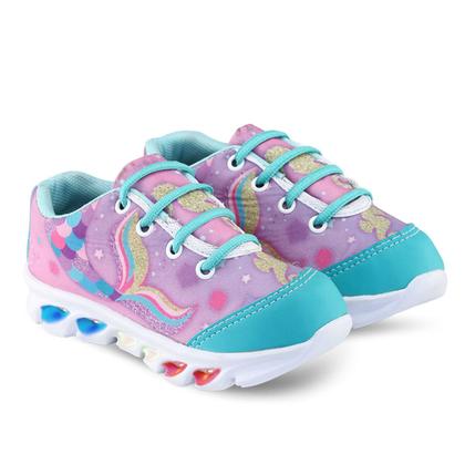 Imagem de Kit com dois pares de tenis de led ledstar feminino  sereia e ovelha com luz luzinhas meninas