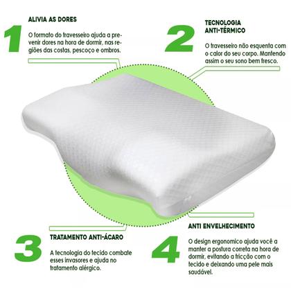 Imagem de Kit com dois Travesseiros Ergonômicos Com Apoio Cervical Original 