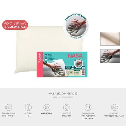 Imagem de Kit Com Dois Travesseiros NASA Antiácaro Viscoelástico Ortopédico Duoflex