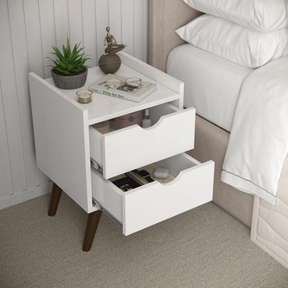 Imagem de Kit Com Duas Mesas De Cabeceira Retrô Quarto 2 Gavetas Com Corrediças Telescópicas Bento G2 Plus