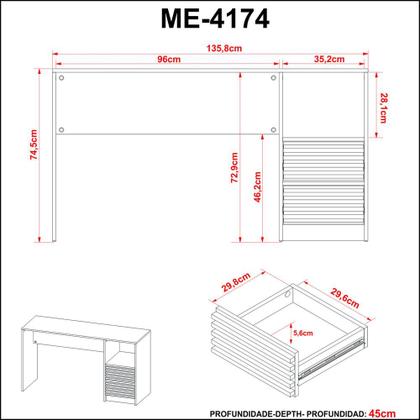 Imagem de Kit Com Escrivaninha, Gaveteiro e Armario AME - Tecno