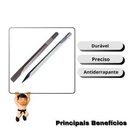 Imagem de Kit com ingco talhadeira hexagonal 30 x 410 x 40mm + ingco ponteiro hexagonal 28 x 520mm