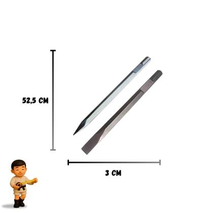 Imagem de Kit com ingco talhadeira hexagonal 30 x 410 x 40mm + ingco ponteiro hexagonal 28 x 520mm