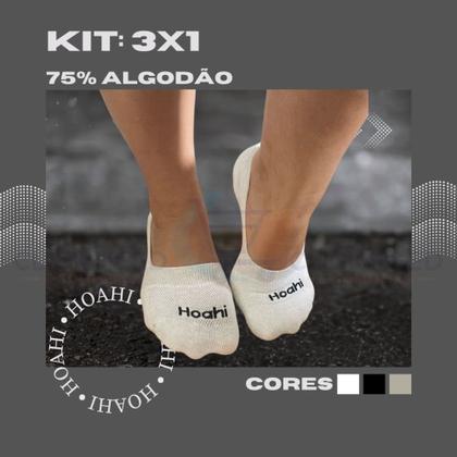 Imagem de Kit com Pares de Meia Sapatilha Soquete Invisível Algodão Ajuste Perfeito Hoahi