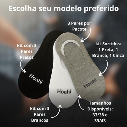 Imagem de Kit com Pares de Meia Sapatilha Soquete Invisível Algodão Ajuste Perfeito Hoahi