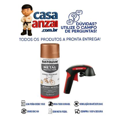 Imagem de Kit com rust-oleum metal protection metalico ouro rosa + rust oleum aplicador comfort grip