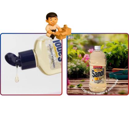 Imagem de Kit com sanol desinfetante chá branco 2l + sanol limpador concentrado de superfície chá branco 120ml