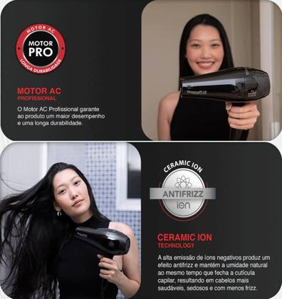 Imagem de Kit com Secador Gama Eleganza Plus Ceramic Íon 2100W e Prancha Alisadora Eleganza Plus Ceremic Íon 210ºC