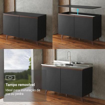 Imagem de Kit com Três Balcões de Cozinha 2 Portas 6 Gavetas (com tampo) Reims Madesa