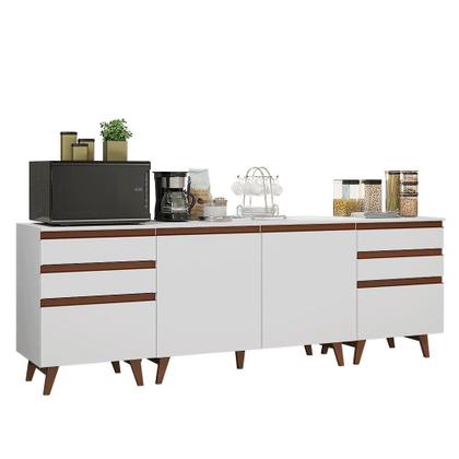 Imagem de Kit Com Três Balcões De Cozinha 2 Portas 6 Gavetas Madesa