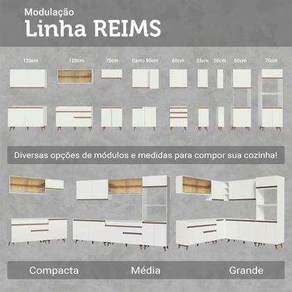 Imagem de Kit Com Três Balcões De Cozinha 2 Portas 6 Gavetas Madesa