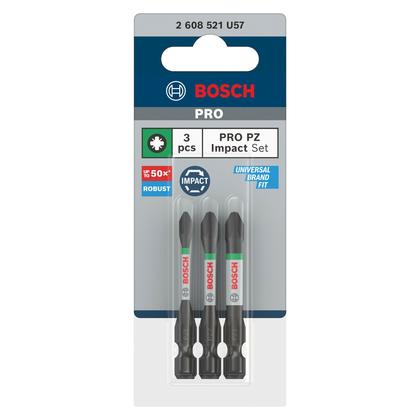 Kit com3 Bits Ponta Dupla PRO Impact PZ1 PZ2 PZ3 2 608 521 U57