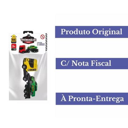 Imagem de Kit Combo C/ 3 Caminhão Reboque Guincho C/ Carrinho Pick-up - 24cm - BS Toys