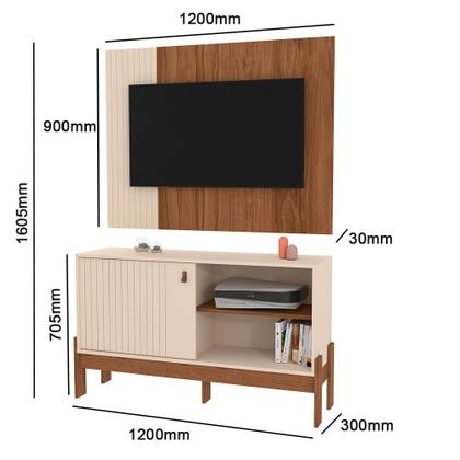 Imagem de Kit Combo Painel Tv Até 50 Polegadas Suspenso E Rack Com Prateleira Para Sala De Estar