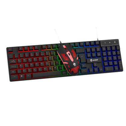 Imagem de Kit Combo Teclado e Mouse Gamer Evolut First, RGB, Layout ABNT2, Conexão USB - EG501