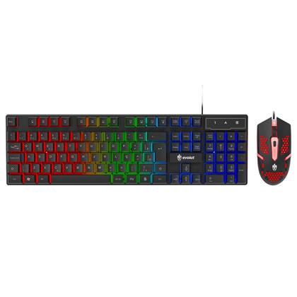 Imagem de Kit Combo Teclado e Mouse Gamer Evolut First, RGB, Layout ABNT2, Conexão USB - EG501