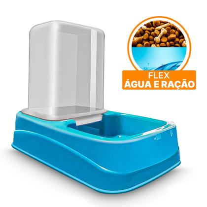 Imagem de Kit Comedouro Bebedouro Automático Cachorro Gato Pote Ração Água Flex 1,5 litros Uau Pet