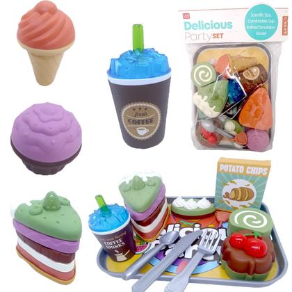 Imagem de Kit Comidinha Brinquedo Infantil Sorvete Doces Fast Food