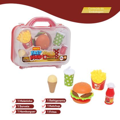 Imagem de Kit Comidinha de Brinquedo Fast Food Batata Refri Sorvete