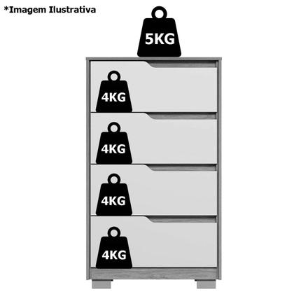 Imagem de Kit Cômoda 4 Gavetas e Mesa de Cabeceira Sara 2 Gavetas Flex