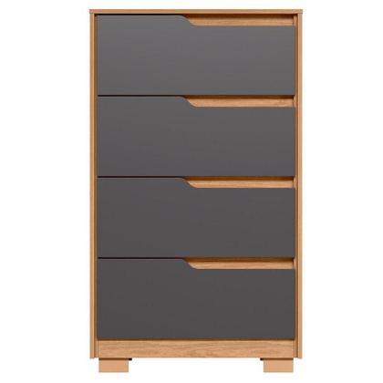 Imagem de Kit Cômoda 4 Gavetas E Mesa De Cabeceira Sara 2 Gavetas Flex Freijó/titanium