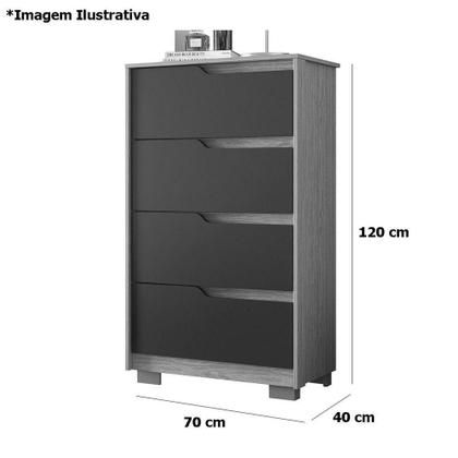 Imagem de Kit Cômoda 4 Gavetas E Mesa De Cabeceira Sara 2 Gavetas Flex Freijó/titanium