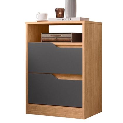 Imagem de Kit Cômoda 4 Gavetas E Mesa De Cabeceira Sara 2 Gavetas Flex Freijó/titanium