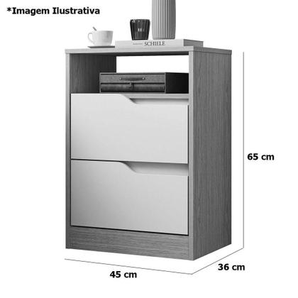 Imagem de Kit Cômoda 4 Gavetas E Mesa De Cabeceira Sara 2 Gavetas Flex Freijó/titanium