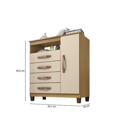 Imagem de Kit Cômoda Sapateira 1 Porta 4 Gavetas Porto Belo Com Multiuso Cairo 2 Portas Carvalho I01 Off White Clique Chique