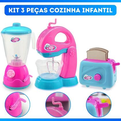 Imagem de Kit Completa Cozinha Infantil 3 Pçs Brinquedo Faz De Conta Menina