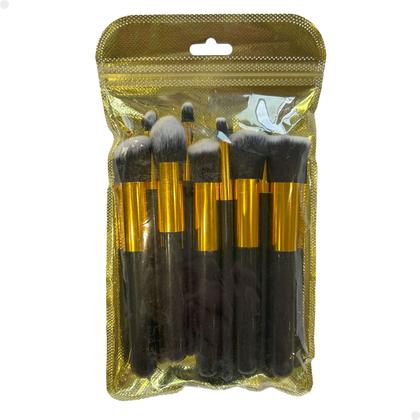 Imagem de Kit Completo 10 Pincéis Kabuki Profissionais para Maquiagem Lorben com Estojo GT6469