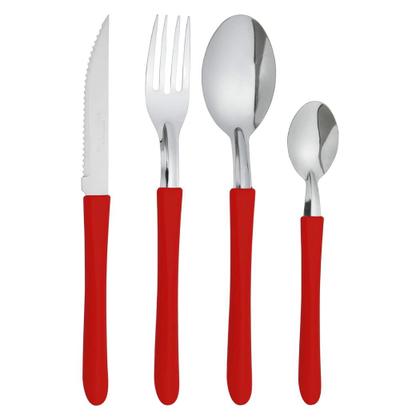 Imagem de Kit Completo 24 Talheres Inox Martinazzo Original Pote Linha Elegance Faca Garfo Colher Sobremesa