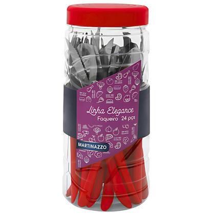 Imagem de Kit Completo 24 Talheres Inox Martinazzo Original Pote Linha Elegance Faca Garfo Colher Sobremesa
