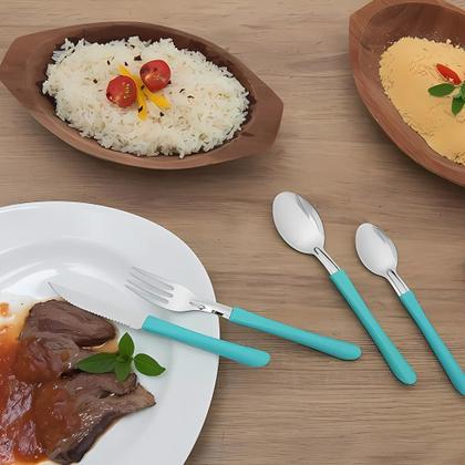 Imagem de Kit Completo 24 Talheres Inox Martinazzo Original Pote Linha Elegance Faca Garfo Colher Sobremesa