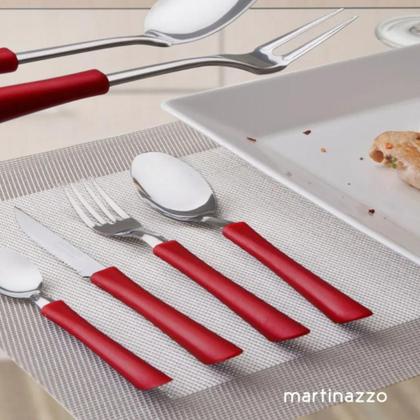 Imagem de Kit Completo 24 Talheres Inox Martinazzo Original Pote Linha Elegance Faca Garfo Colher Sobremesa