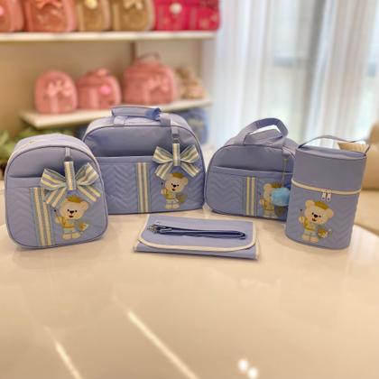 Imagem de Kit completo 5 peças escudo bolsa maternidade menino/menina com mochila