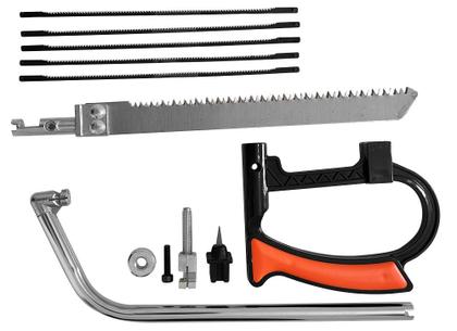 Imagem de Kit Completo Arco Com 06 Serras Manual Mini Serrote Multifuncional Ajustável P/ Vários Materiais Gesso Madeira PVC Metal