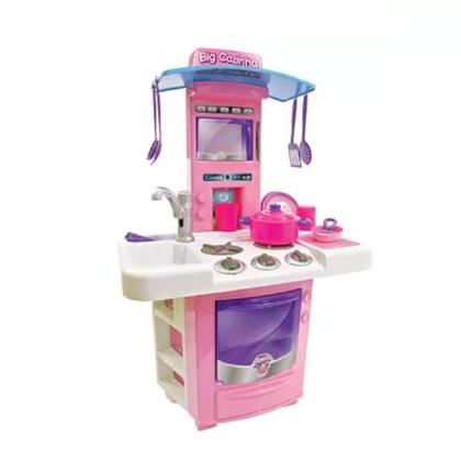 Imagem de Kit Completo Big Cozinha Infantil Rosa com Avental e Toca Chef