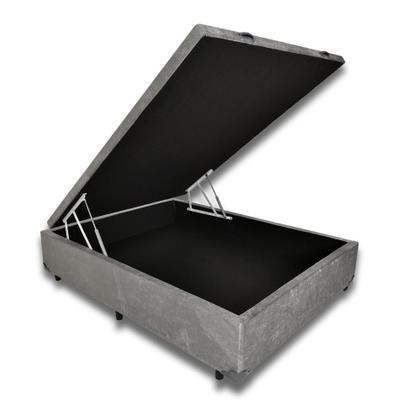 Imagem de Kit completo cama box baú cinza casal 138x188 + colchão castor d33 18cm + cabeceira rubi + 2 travesseiros