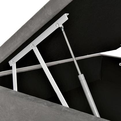 Imagem de Kit completo cama box baú cinza casal 138x188 + colchão castor d33 18cm + cabeceira rubi + 2 travesseiros