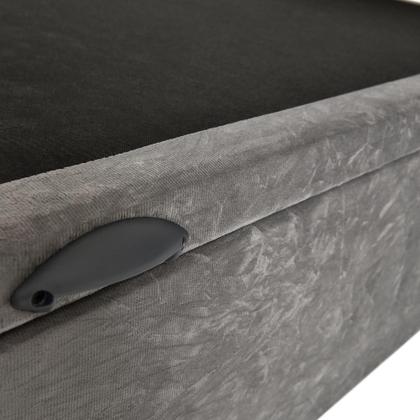 Imagem de Kit completo cama box baú cinza casal 138x188 + colchão castor d33 18cm + cabeceira rubi + 2 travesseiros