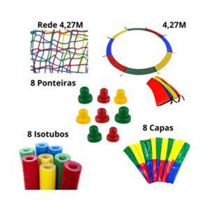 Imagem de Kit Completo Cama Elástica  Protetores de Molas, Rede e Capas Inclusos