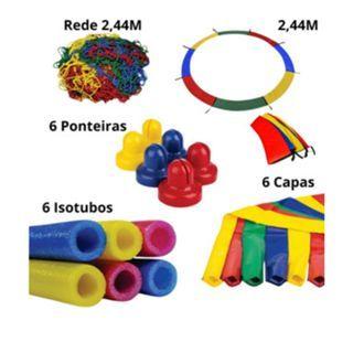 Imagem de Kit Completo Cama Elástica  Protetores de Molas, Rede e Capas Inclusos