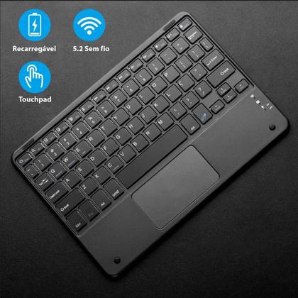 Imagem de Kit Completo Capa Teclado Touchpad Preto e Película para iPad A16 11ª Geração 2025 C/ Porta Caneta