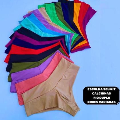 Imagem de Kit Completo com até 10 Calcinhas de Poliamida Fio Duplo Cores Variadas