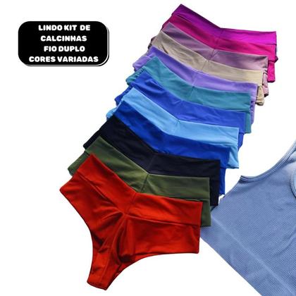 Imagem de Kit Completo com até 10 Calcinhas de Poliamida Fio Duplo Cores Variadas