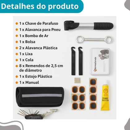 Imagem de Kit completo com espátulas e chaves para bicicleta.