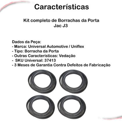 Imagem de Kit Completo De 4 Borrachas Das Portas Jac J2 J3 J5 J6